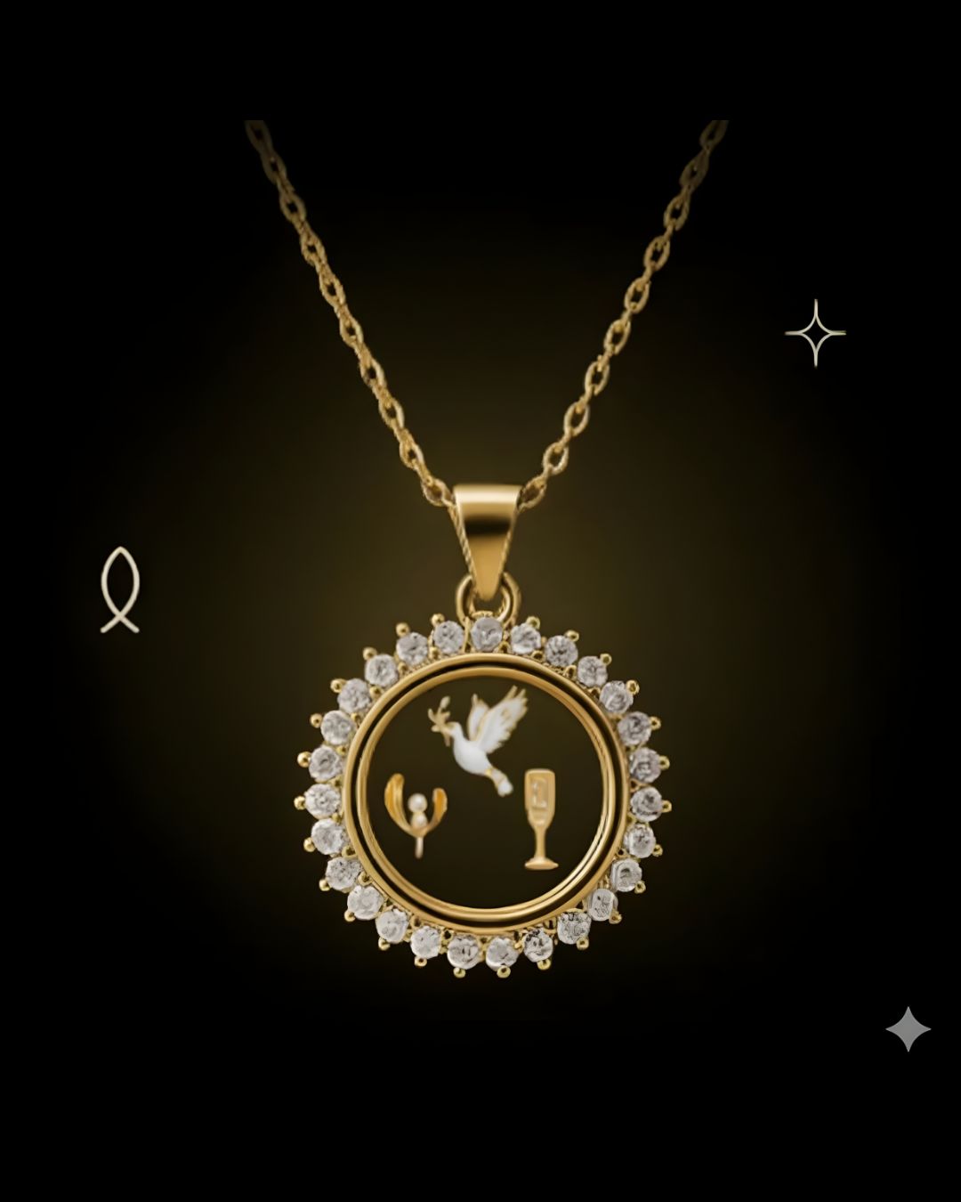 Collar con charms religiosos