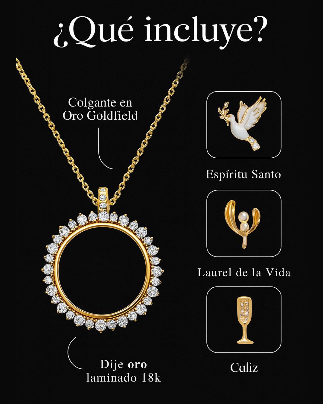 Collar con charms religiosos